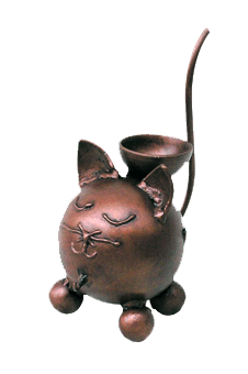 cat urn with candle